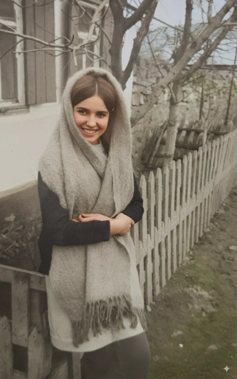 Faded old photo of smiling girl restored with professional photo restoration technology