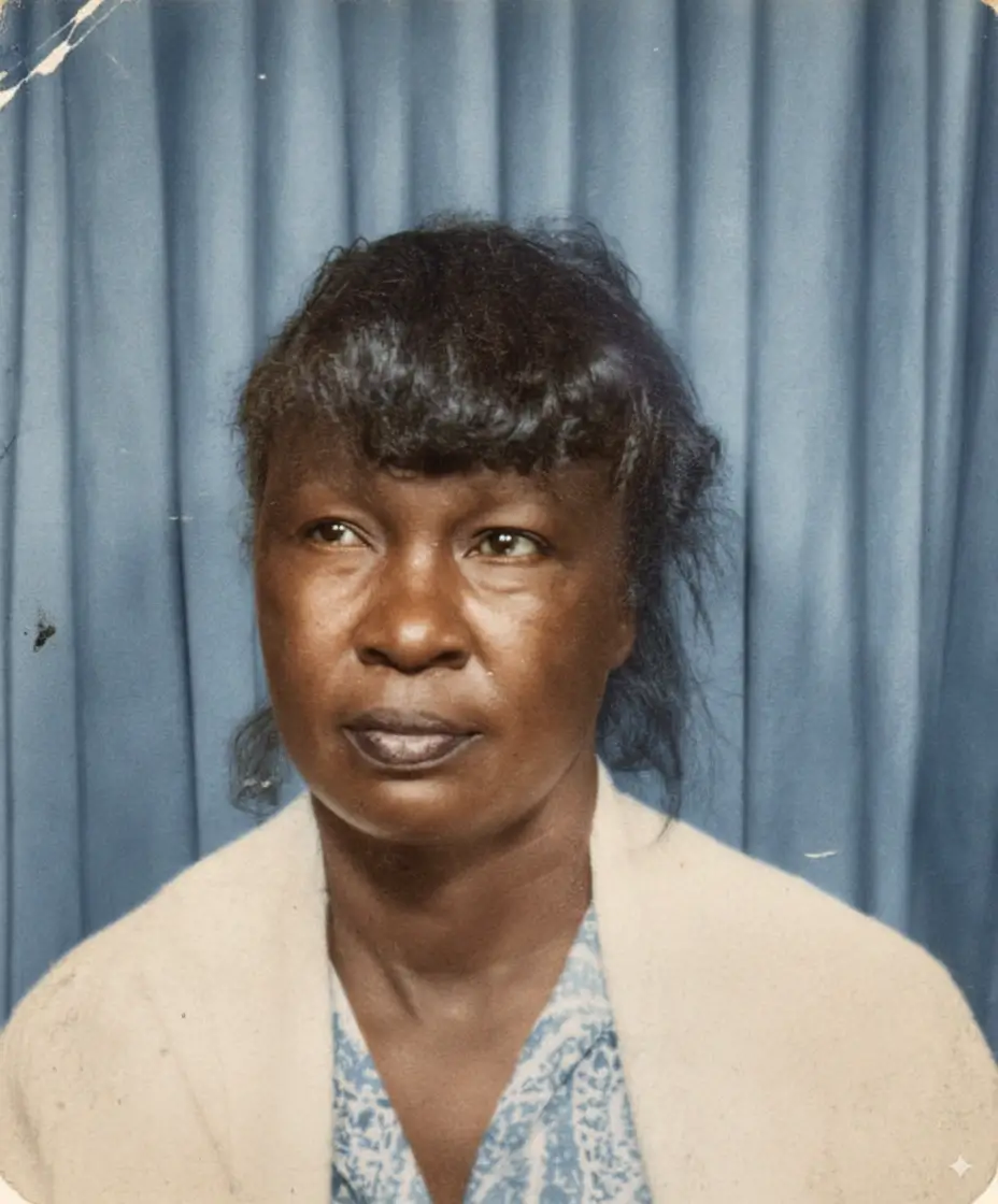 Historical black and white portrait of elderly woman colorized using advanced photo colorization service