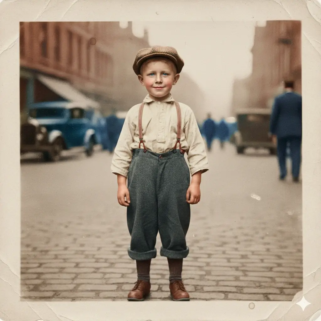 Old photo of boy sharpened using advanced photo quality enhancer