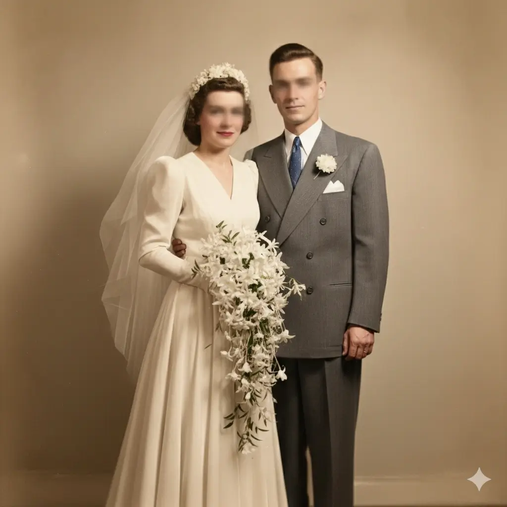 Old wedding portrait turned into a cleaner and clearer new-looking image