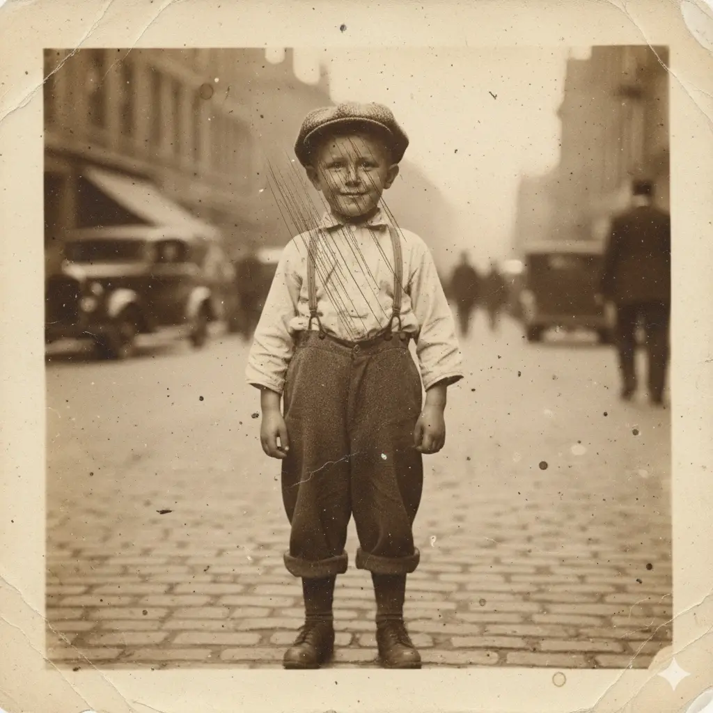 Old photo of boy sharpened using advanced photo quality enhancer