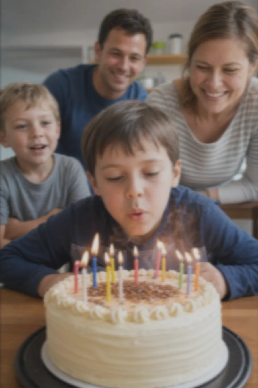 Blurry birthday photo before AI unblur
